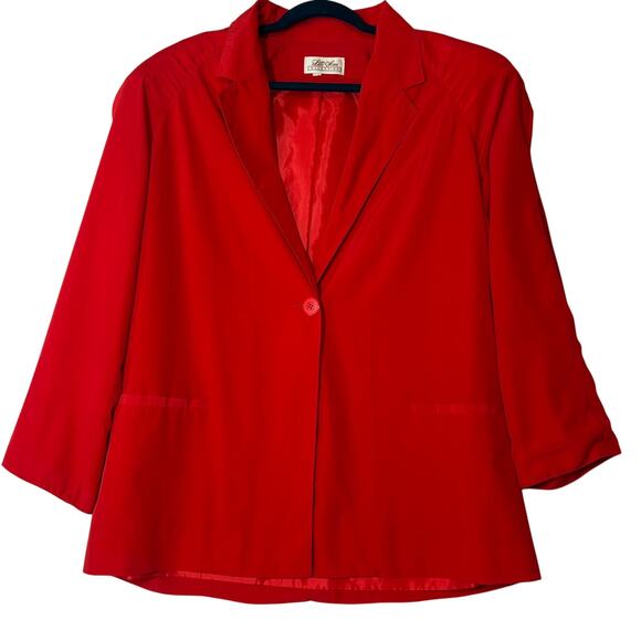 Vintage Lilli Anne Collections Red One Button Blazer Womens XL No Size Tag USA - Picture 1 of 7